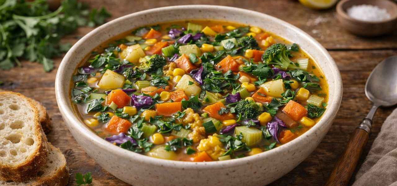 Soupe maison préparée avec des restes de légumes