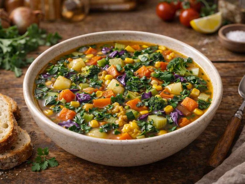 Soupe maison préparée avec des restes de légumes