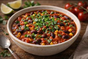 Chili sin carne riche en protéines végétales