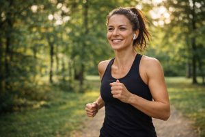 Personne motivée faisant de l'exercice dans un parc