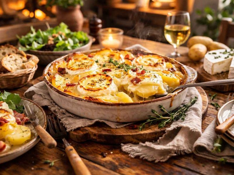 Table hivernale avec tartiflette légère revisitée