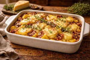 Tartiflette légère avec fromage allégé et thym frais