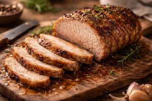 Rôti de porc fondant après cuisson lente